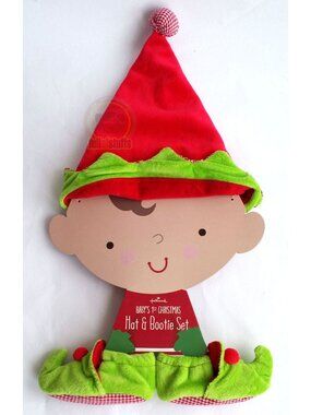 Brand NEW Hallmark Christmas Baby Elf Hat & Bootie Set